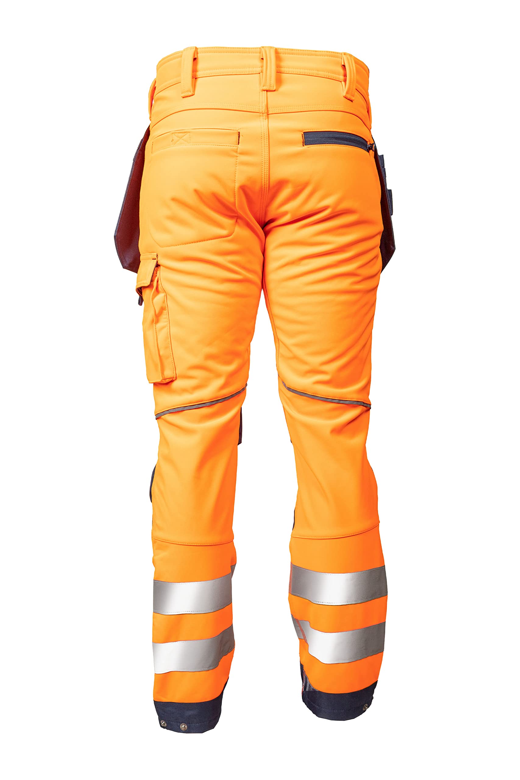 Dopasowane elastyczne spodnie robocze Hi-Vis z wewnętrzną kieszenią na kolana (wodoodporne), pomarańczowy, 42W Regularny