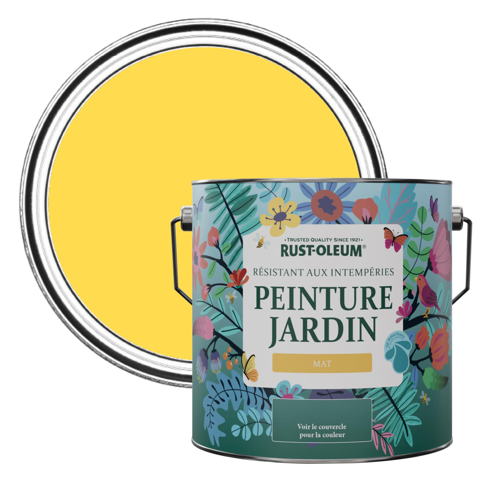 Rust-Oleum Peinture Jaune Résistante à l'humidité pour Jardins, Finition Mate - Sorbet Citron 2.5 litre