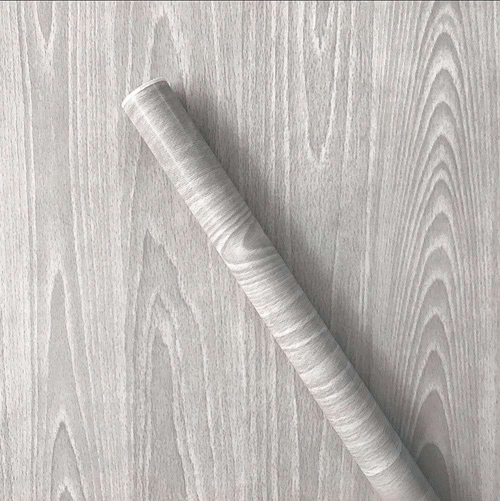 Self Adhesive Light Gray Wood Grain Sticker Wallpaper Furnitur Cabinets Wardrobe Shelf Liner 45cm X 330cm