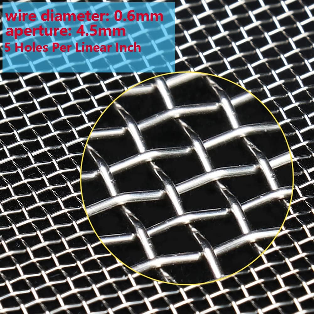 Heavy Duty 5 Mesh Stainless Steel Wire Screen, 0.6mm Diameter - Rust-Resistant Air Brick for BBQ, Roof, Wall, Fireplace Flue - Silver, 1x1m (39x39 inch)