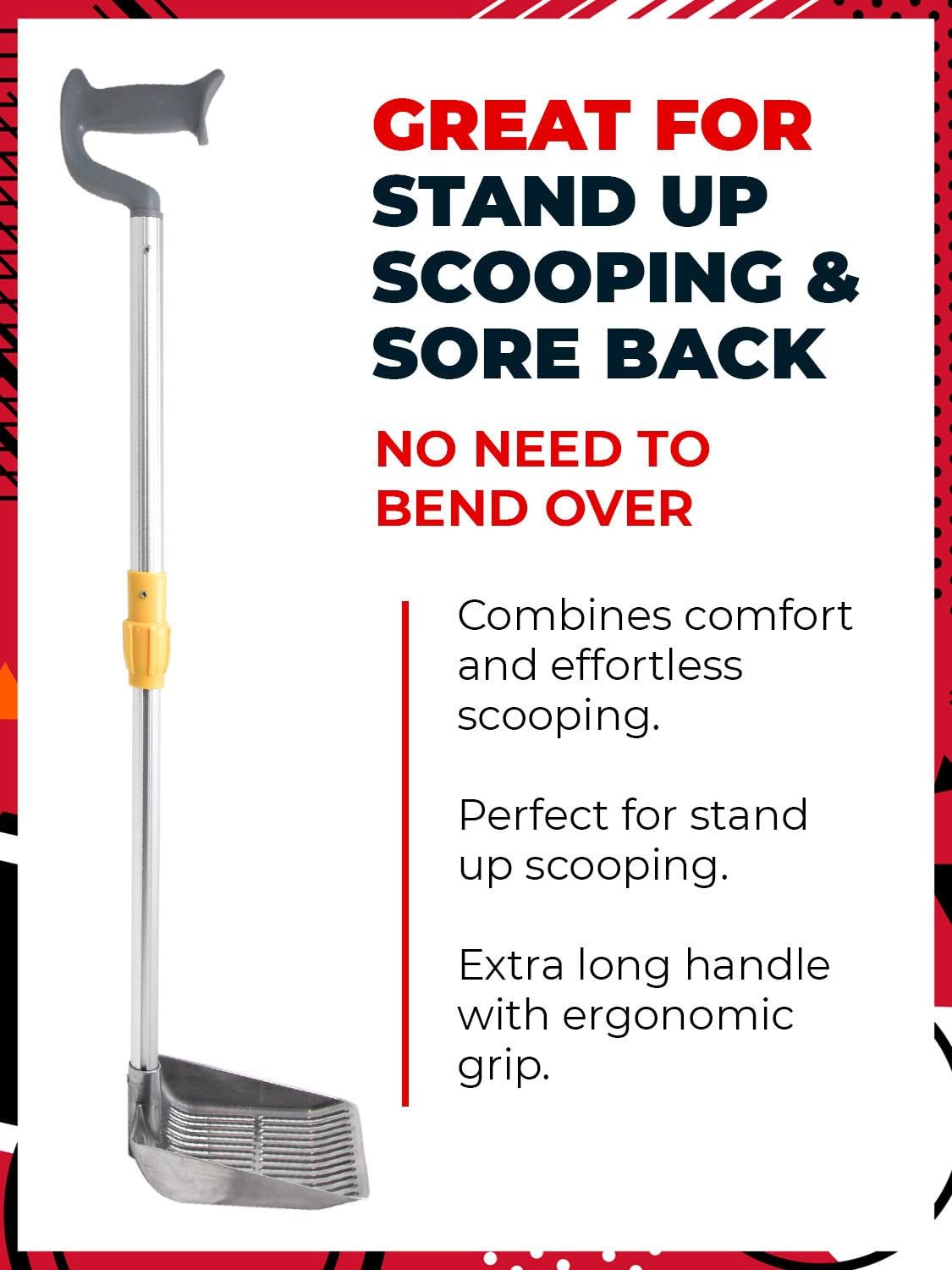 iPrimio Scoop Monster Stand Up Cat Litter Scooper - (Silver) - Adjustable Length Handle Up to 34 inch - Kitty Litter Box Accessory - Super Larg Shovel - Fast Shifting Cat Litter Scoop