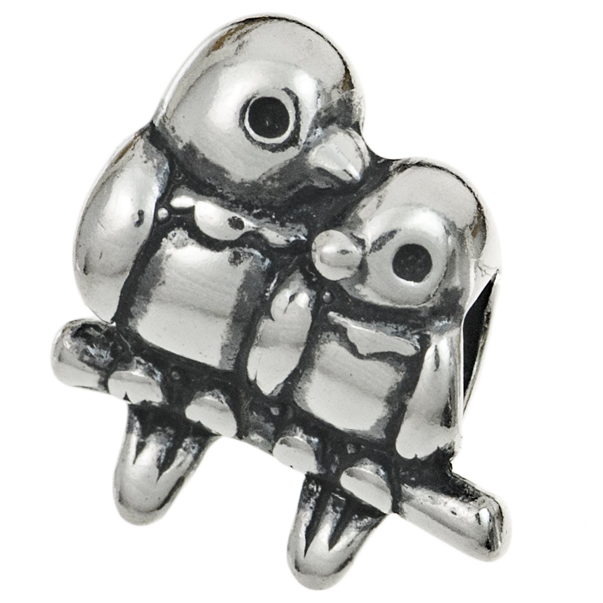 Antique 925 Sterling Silver Parrot Love Birds Couple Bead For European Charm Bracelet