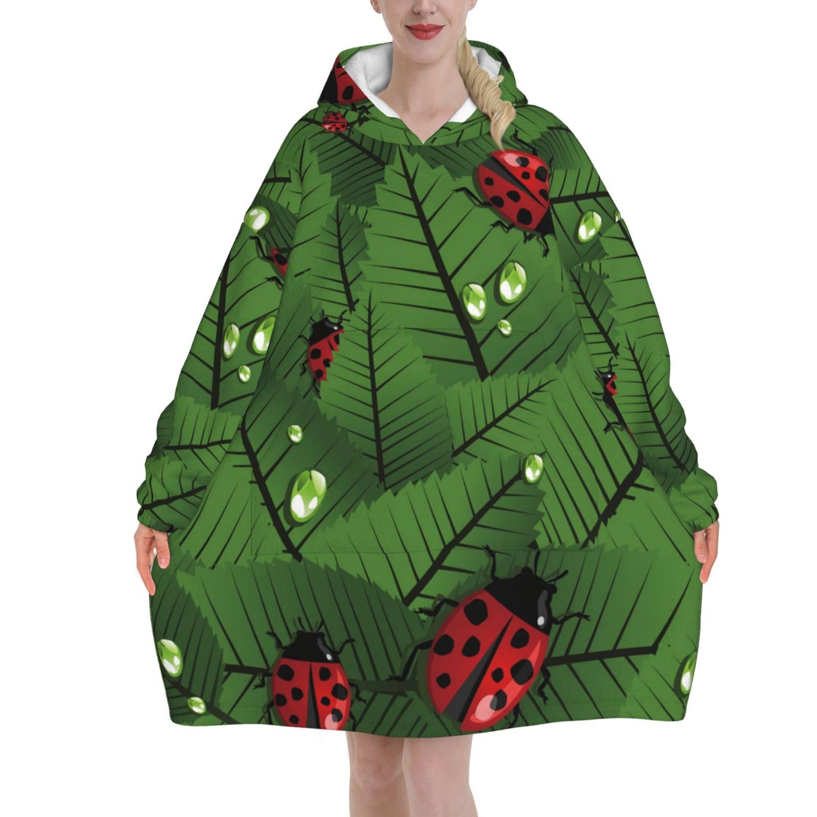 Sweat à capuche couverture coccinelle peluche oversize - 8
