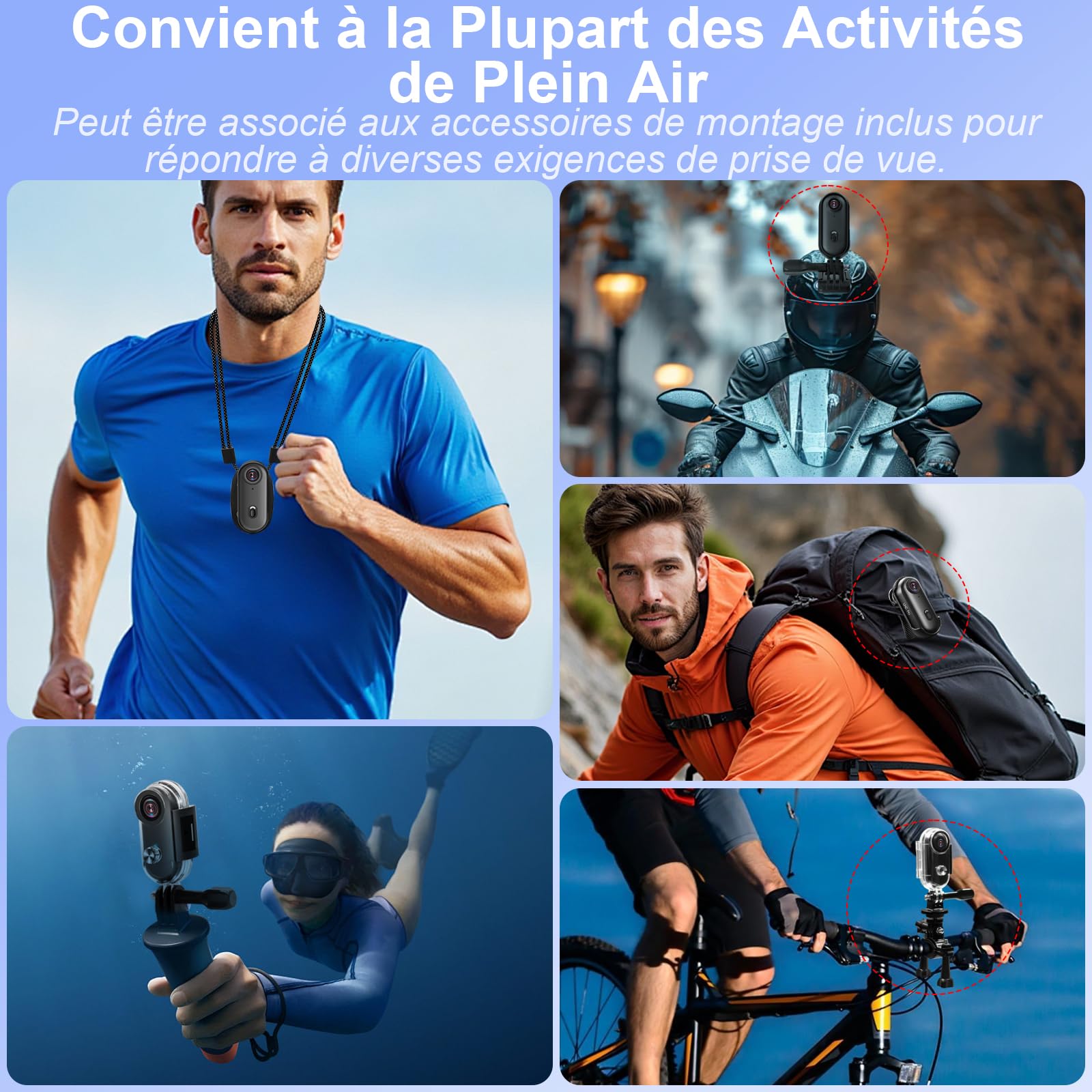 Caméra d'action WiFi 4K, Mini Caméra d'action Sportive 170°, Caméra pour Casque de Moto, Caméra Vidéo Portable Étanche 32 Go avec Aimant pour Le Cyclisme et la Pêche