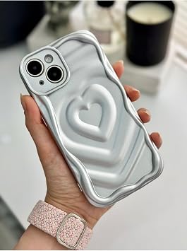 Go Accessory 3D Matte Embossed Heart Pattern Camera Protected Silicone Case Compatible with Apple iPhone 13 and 14
