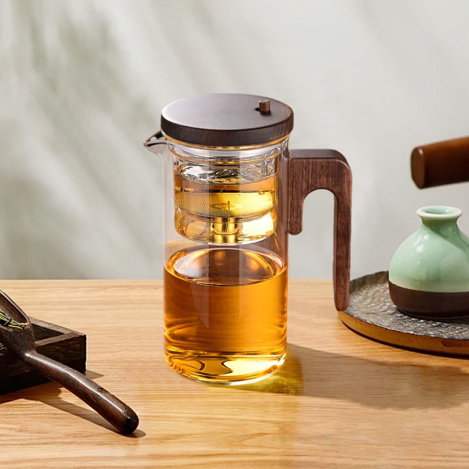 Botella de té de vidrio para infusiones de té, té de leakproof para | infusiones de té, diseño ergonómico con tapa de té, té resistente, botella de separación de té, botella de té de té, portátil