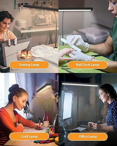 Miniatura 7 de Lámpara de escritorio con control remoto, brillo ajustable, luz LED que cuida los ojos, cabezal giratorio, USB con adaptador, diseño que ahorra