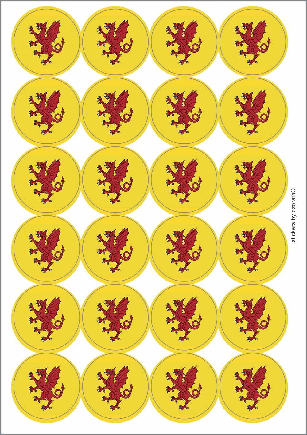 Somerset County Flag Circular Matt Paper Stickers A4 Sheet of 24 (Each Sticker is 45mm Diameter)