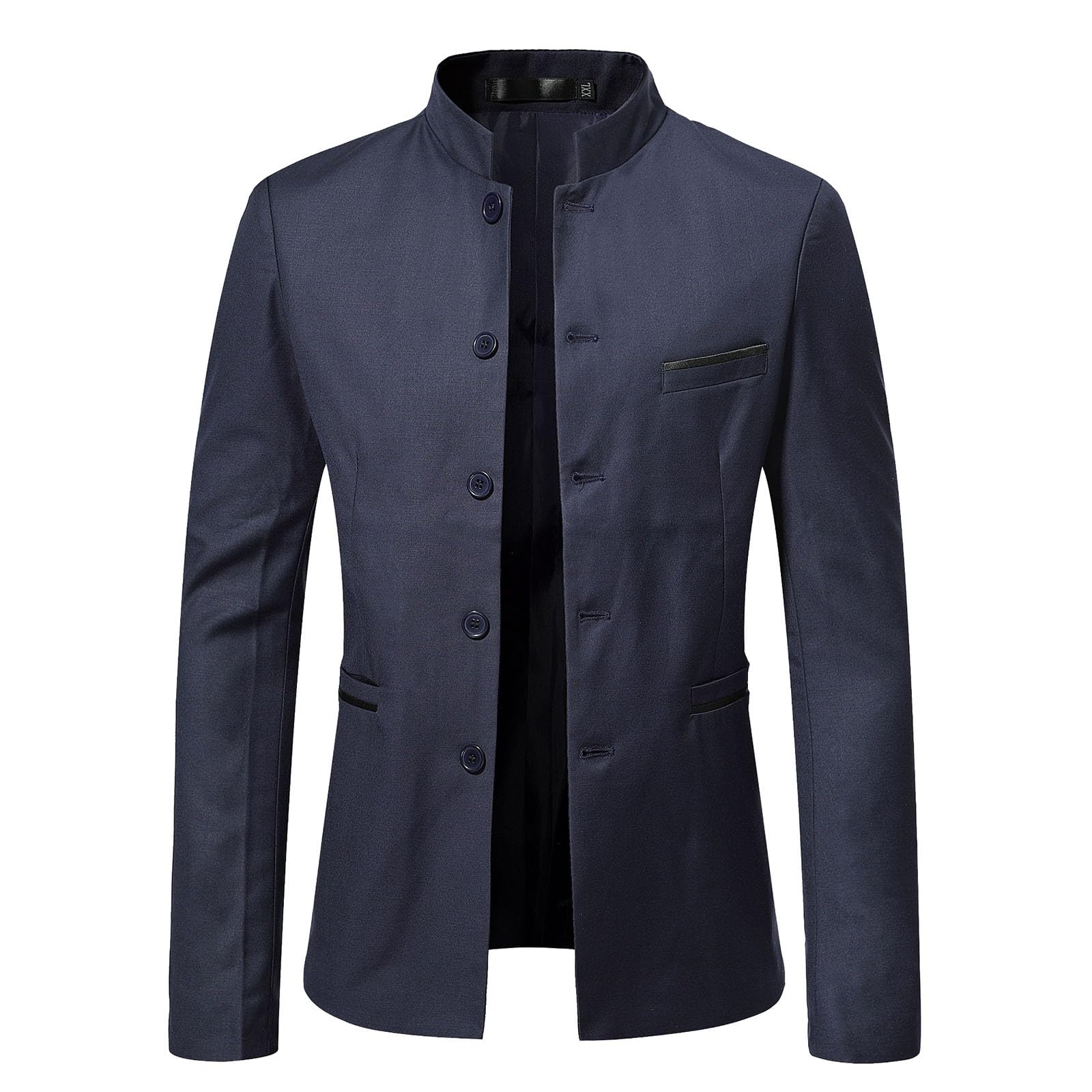 Chaqueta de punto de lana sólida para hombre, cuello alto, manga larga, cárdigan largo para hombre