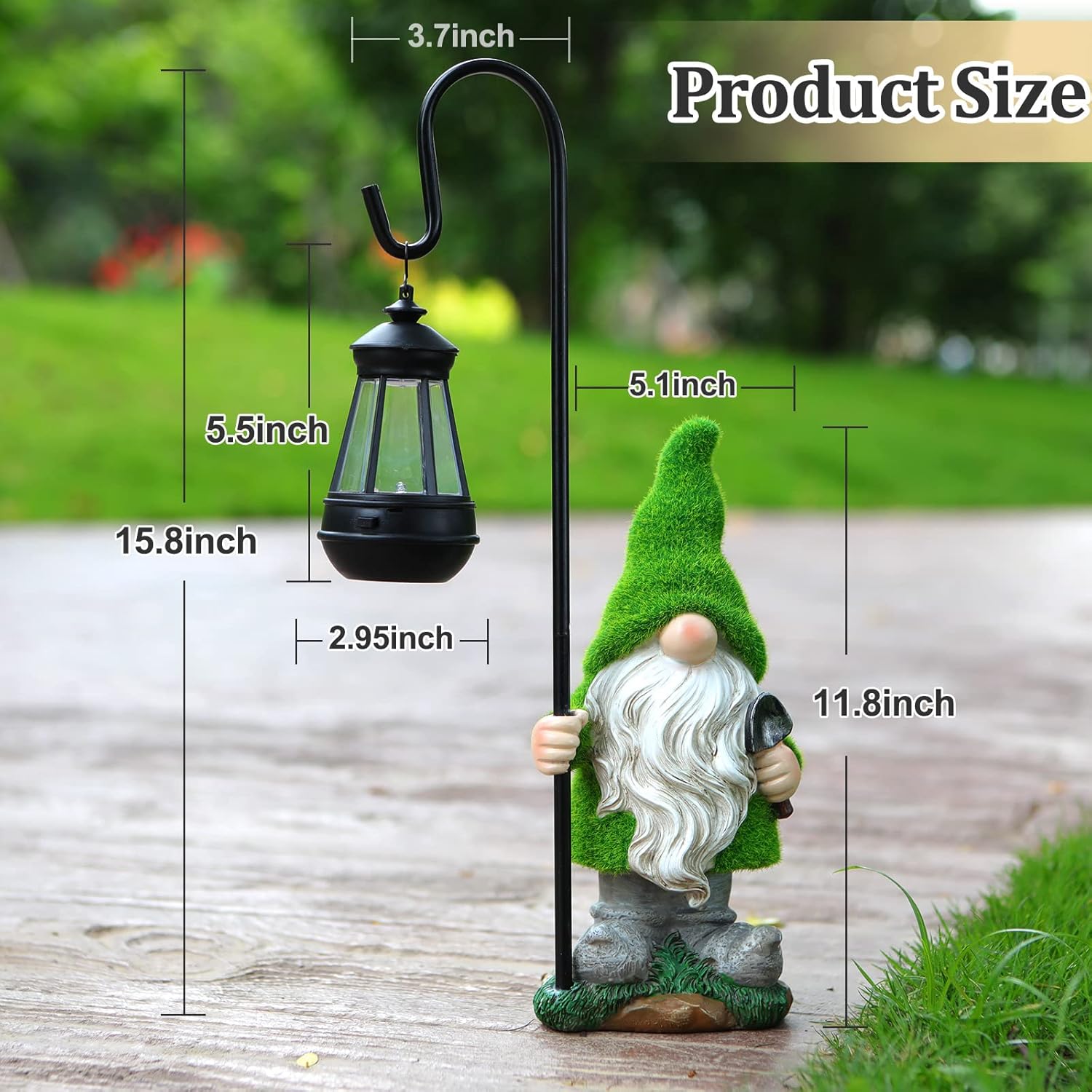 Flocked Solar Garden Gnomes Outdoor Statues 15.8”Outdoor Garden Decor LED Outdoor Decor Light Unique Housewarming Gifts Yard Art Sculptures for Patio Lawn Ornaments - Image 3