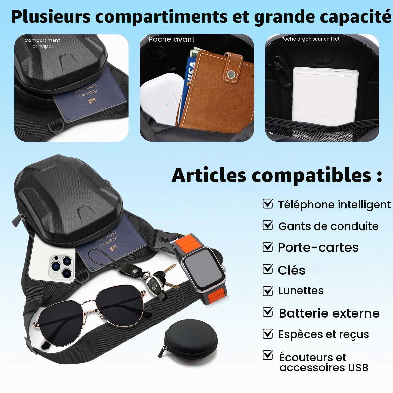 Sacoche de jambe pour moto, étanche en EVA rigide, sangle de jambe réglable et sac banane 2 en 1, prise casque, grande capacité, sac de sport pour cyclisme, randonnée, voyage