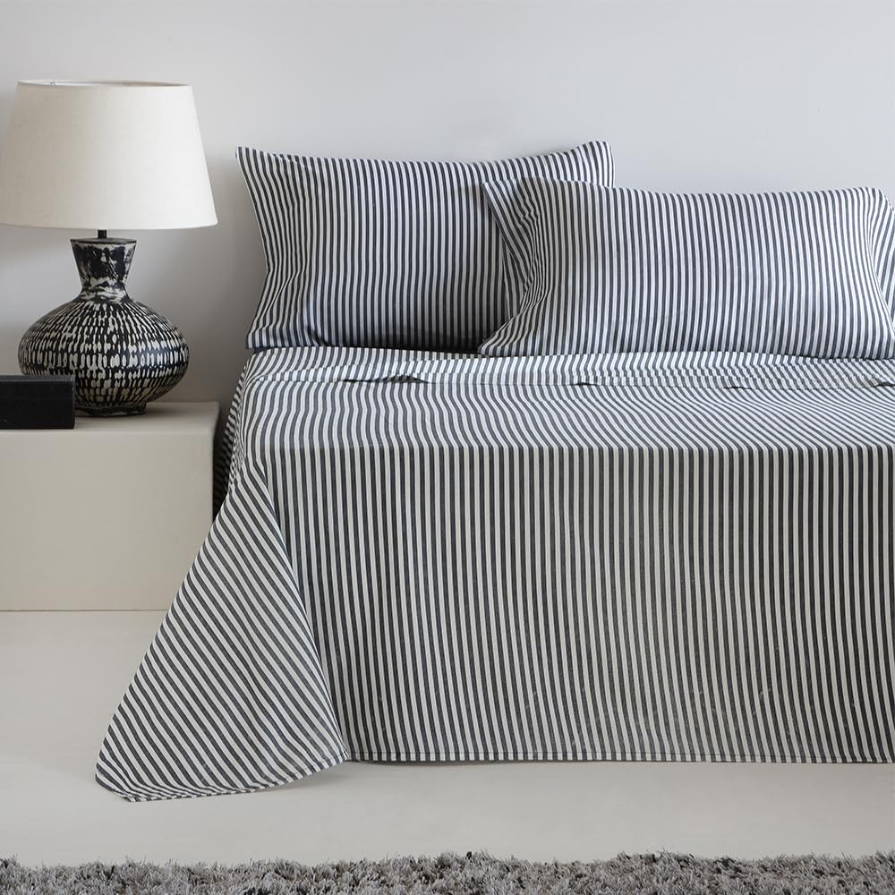 Zestaw pościeli 160 x 190/200 ALTUBE Niebieski BAWEŁNA 100% 180 Liczba nici Niebieski Zestaw pościeli 160 x 190/200 + 2 poszewki na poduszki + prześcieradło z gumką 160 x 190 / 200, 100% BAWEŁNA