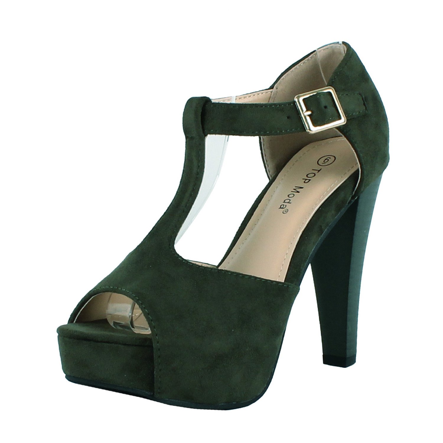Top Moda Tingo-15 Platform Boots, Olive Green Suede, 7