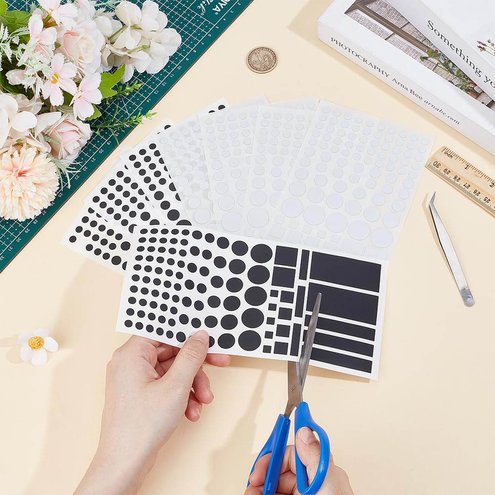BENECREAT 8 Sheets LED Light Blocking Stickers, Black and White Light Dimming Stickers, 100% Dimming of LED Cover for Clocks, Routers, Controllers(with Tweezer) - Image 2