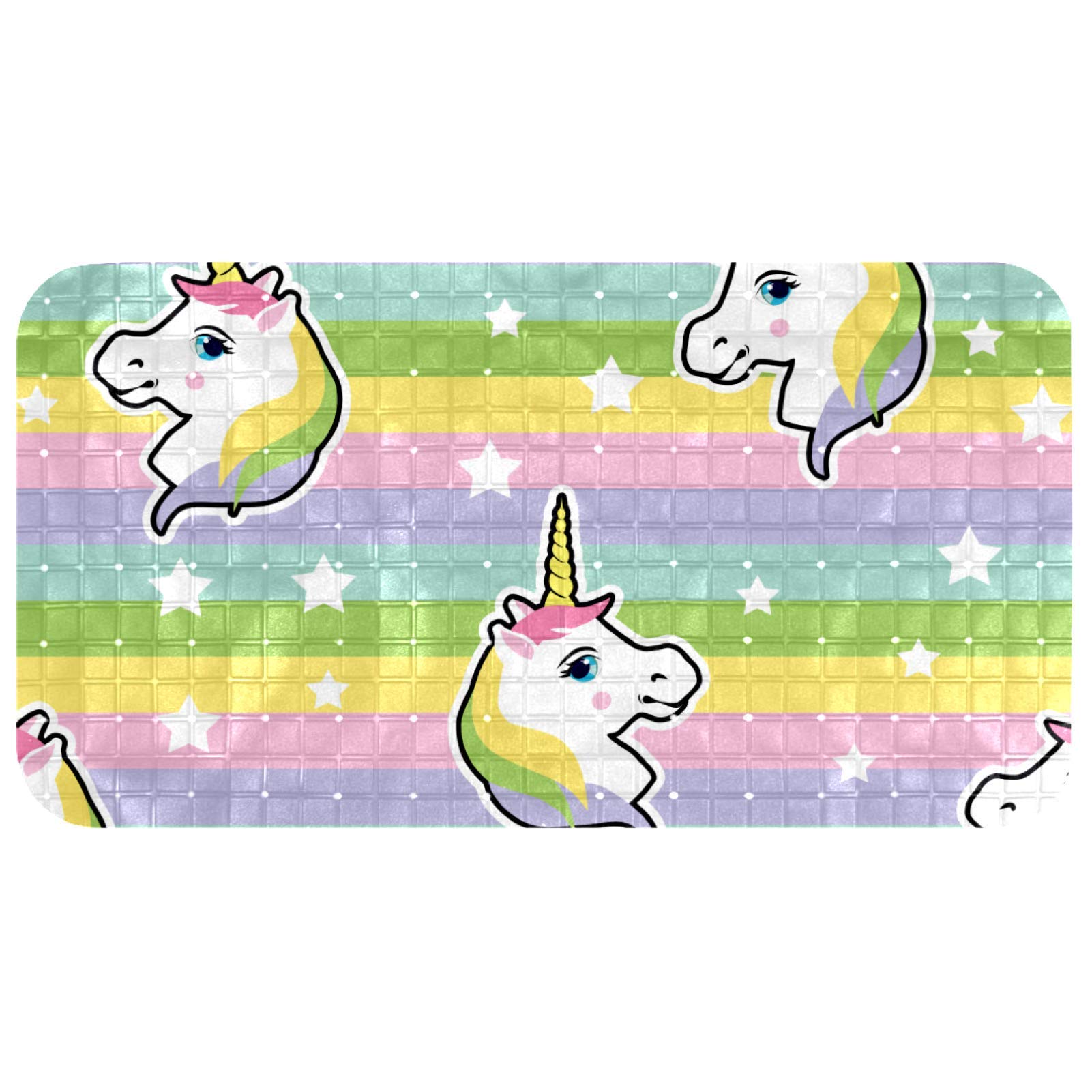 Tapis de bain antidérapant licorne arc-en-ciel 68x37 cm pour baignoire lisse