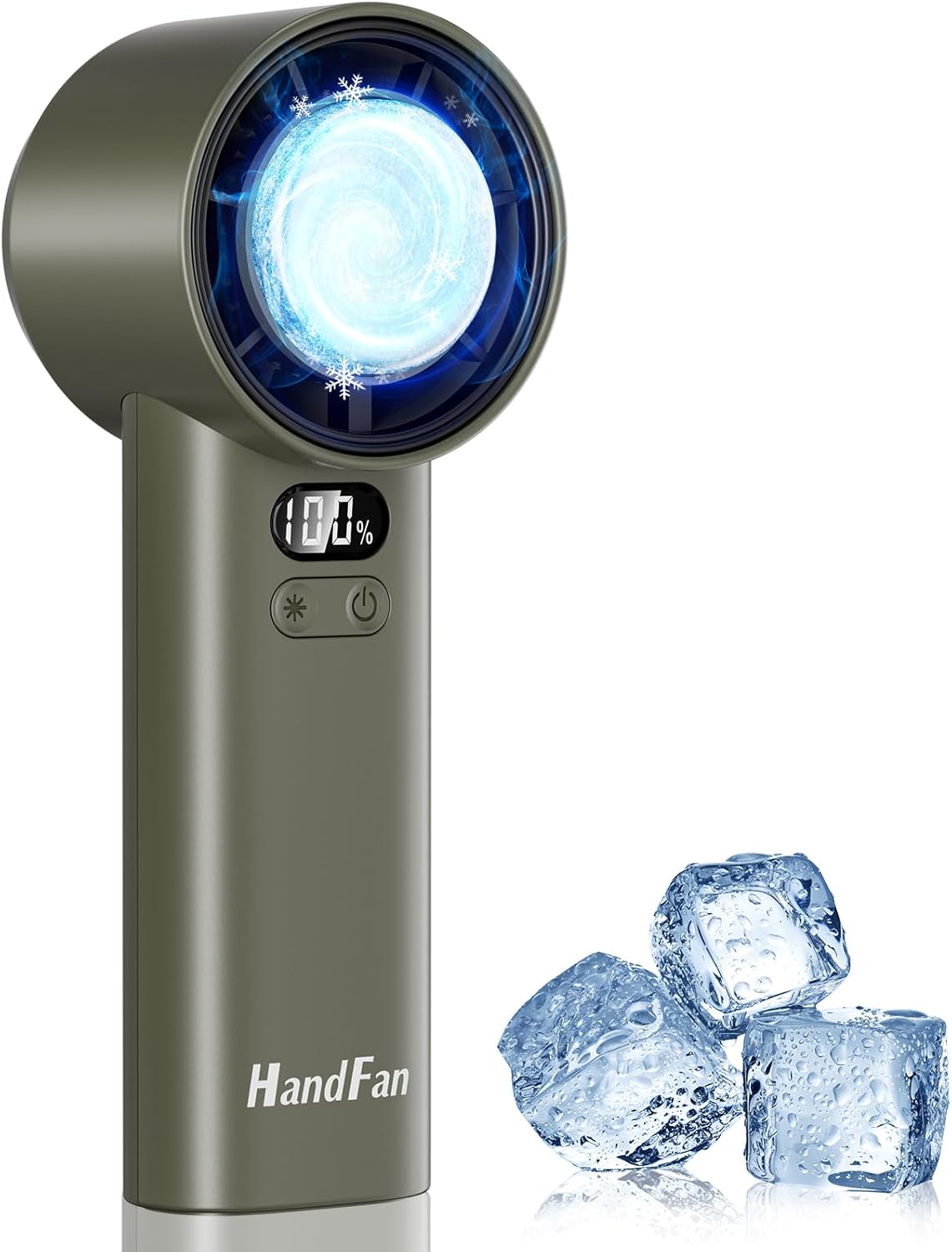 HandFan 5200mAh High Speed Handheld Turbo Fan, 1-100 Speeds Adjustable Powerful Cooling Ice Fan, Portable Mini Hand Fans Rechargeable, for Summer Beach Travel Concerts, Gifts for Women(Brown)