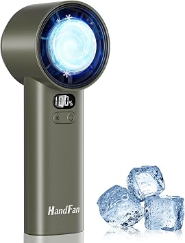 HandFan 5200mAh High Speed Handheld Turbo Fan, 1-100 Speeds Adjustable Powerful Cooling Ice Fan, Portable Mini Hand Fans Rechargeable, for Summer Beach Travel Concerts, Gifts for WomenBrown