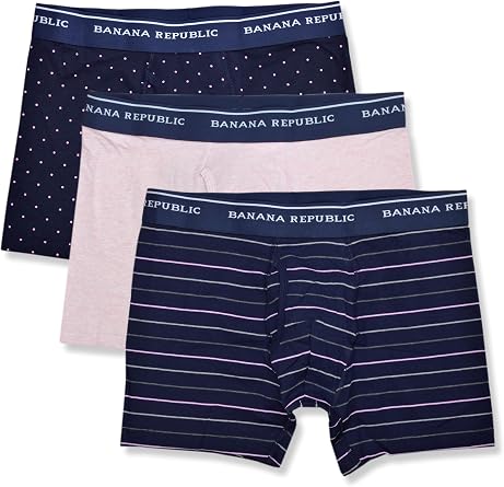 Banana Republic Mens Organic Cotton Blend Elastic Waistband 3 Pack Boxers Briefs,