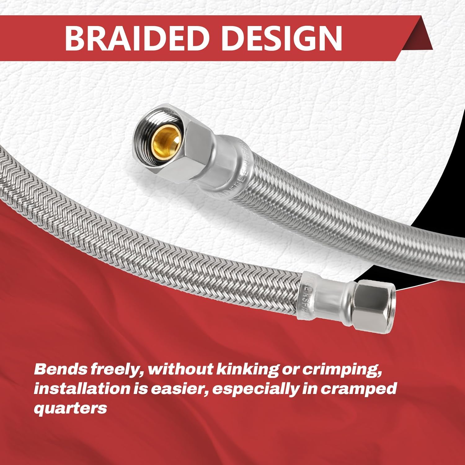 (Pack of 50) EFIELD 12 Inch 3/8" X 3/8" Compression Connection, Polymer Braided Dishwasher Connector Supply Line,(HOSE112)