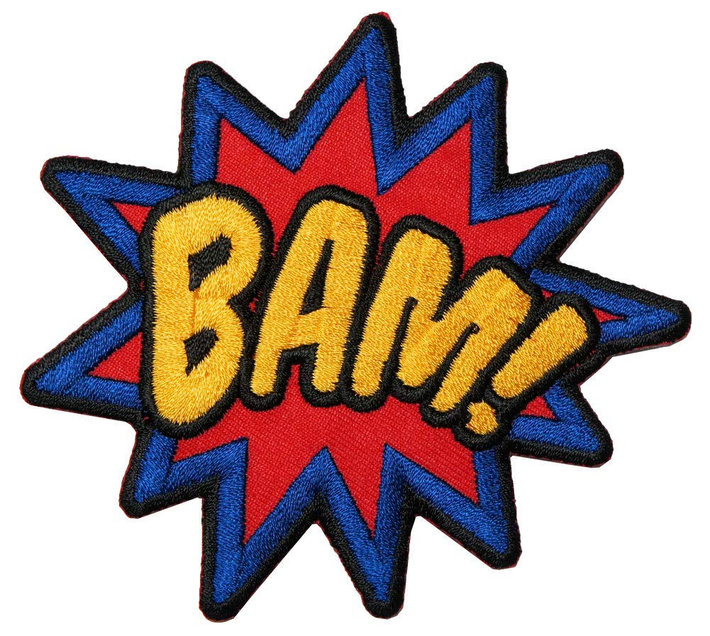 Amazon.co.jp: 刺繍 アイロン ワッペン【BAM! バン！】強打の音