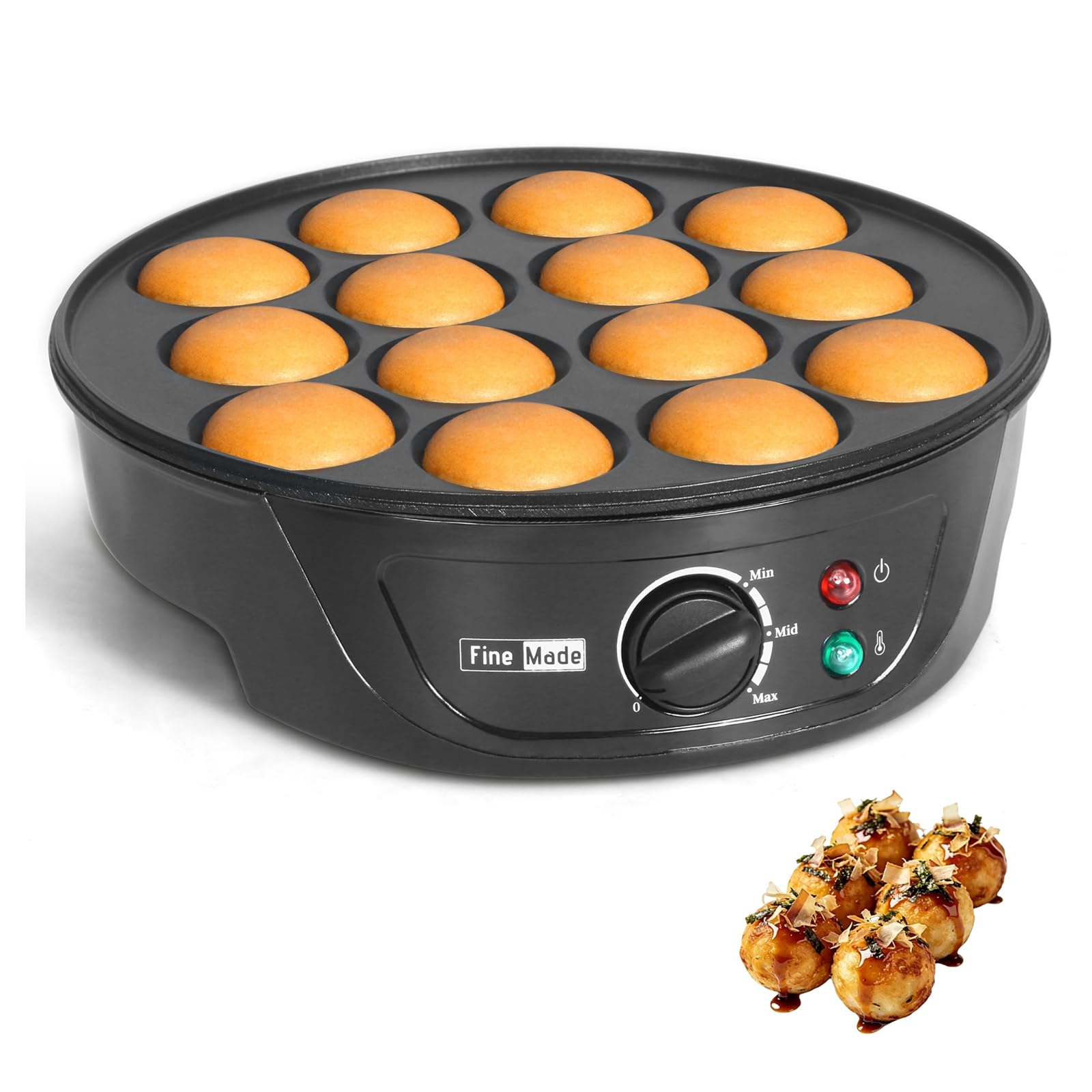 Machine à takoyaki électrique 18 cavités de 600W avec température réglable
