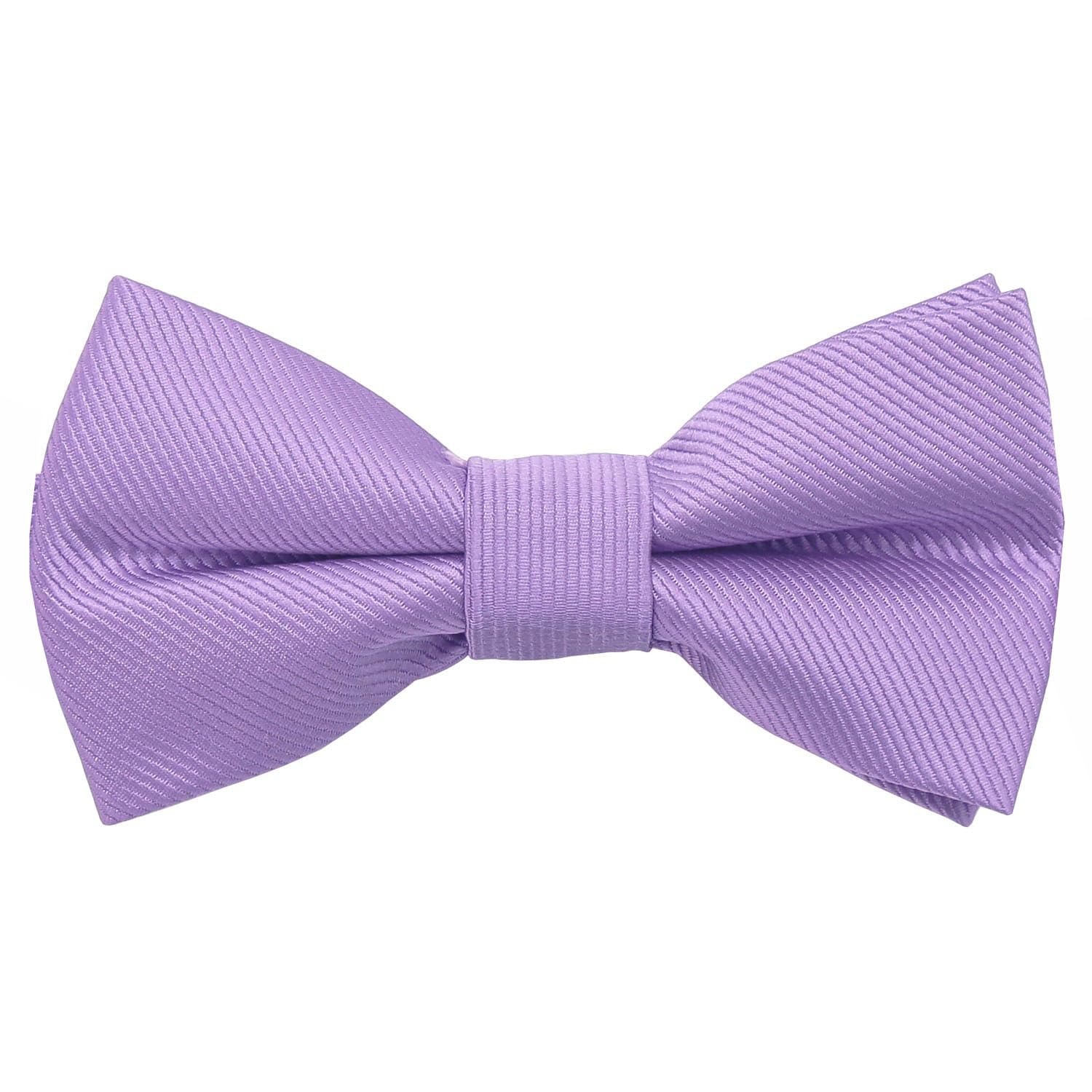 DQT Boys Plain Twill Pre-Tied Bow Tie – Wedding, Pageboy & Formal Adjustable Bowtie - Lilac