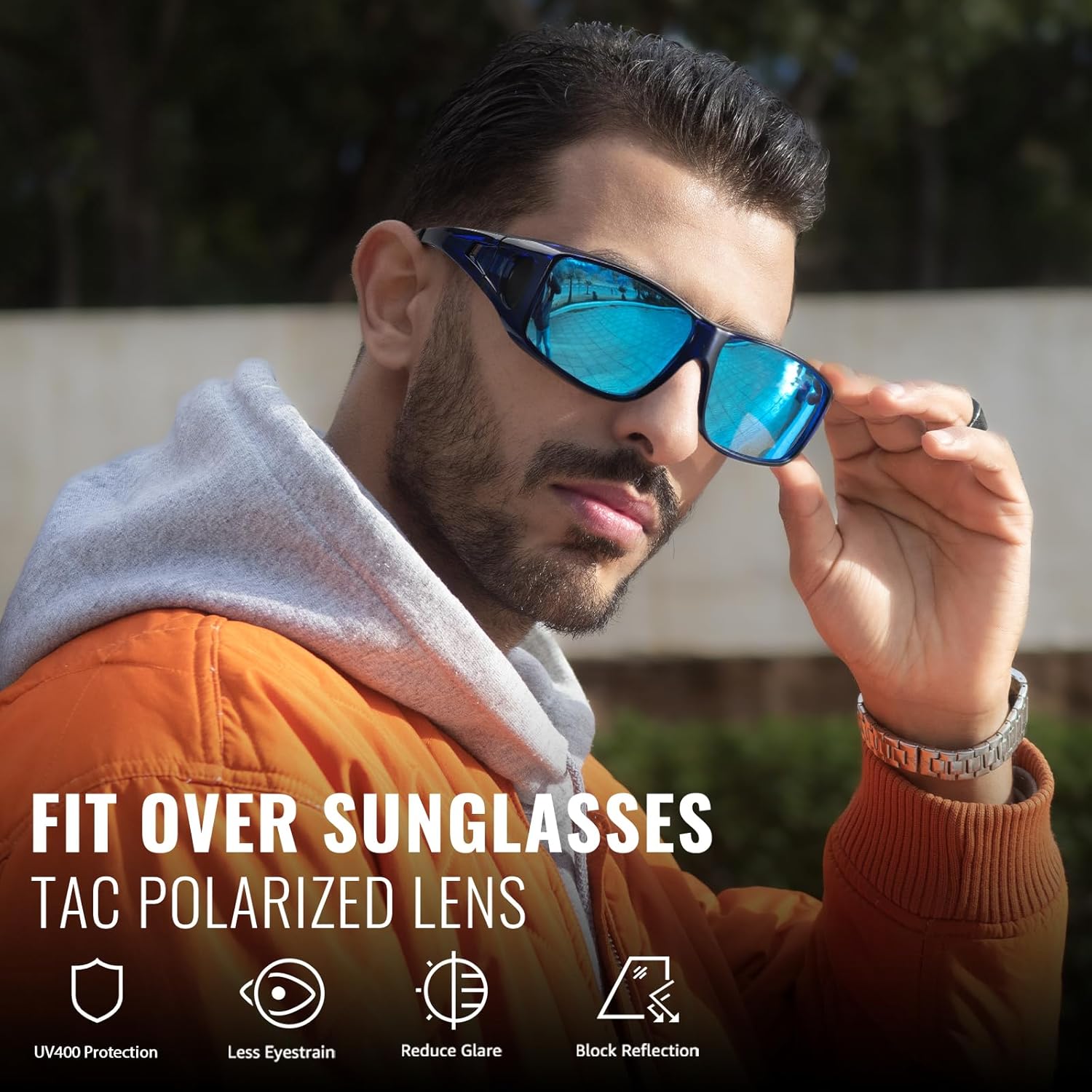 Myiaur Polarized Fit Over Glasses Sunglasses for Men Women, Trendy Wrap Around Sunglasses UV Protection for Driving (2 Pack) - Image 2