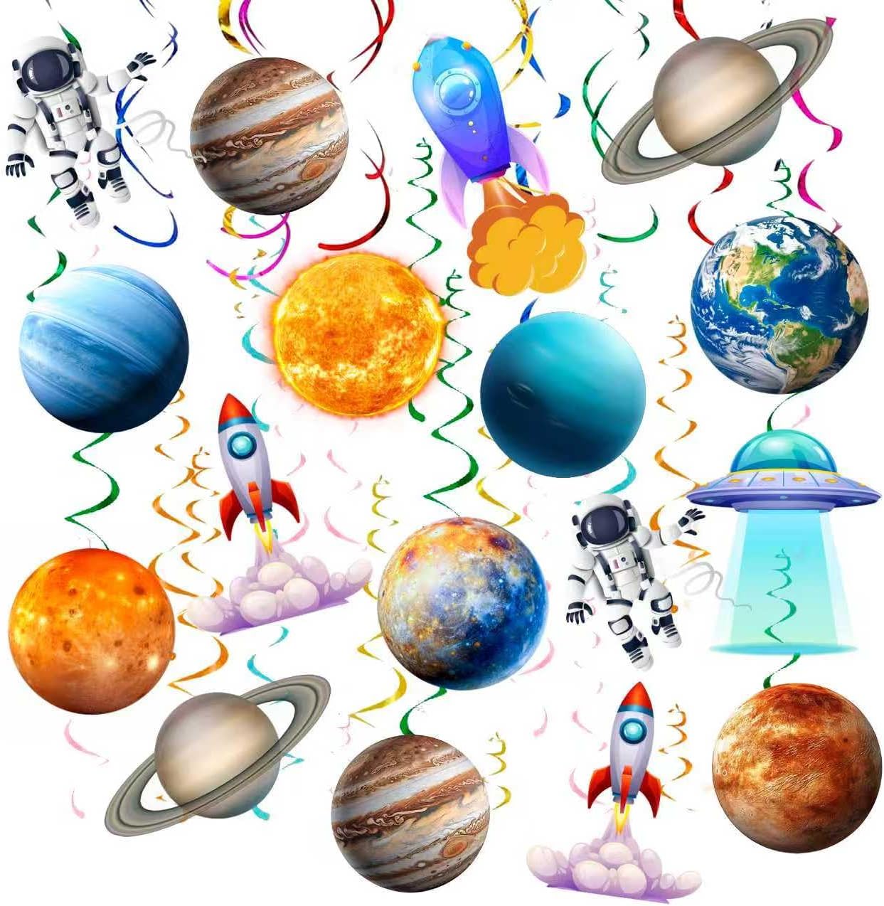 Solar System Hanging Swirl, 34pcs Space Party Decorations Outer Space Party Ceiling Hanging Swirls, Planets Swirls Streamers Decorations