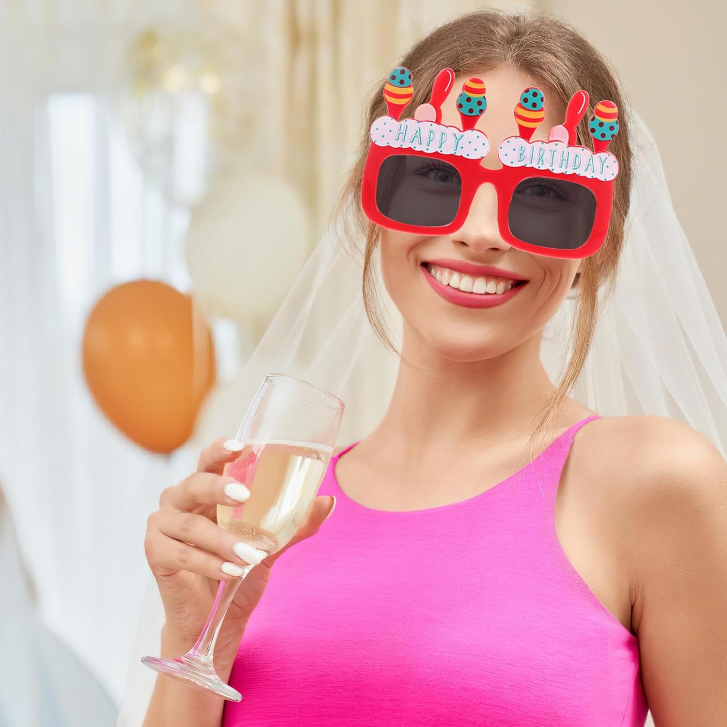 Novelty Birthday Sunglasses Ice Cream Glasses 2pcs Photo Booth Props and Adults Summer Party Decorations