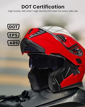 ILM Motorcycle Modular Full Face Helmet for Adult Flip up Dual Visor LED Tail Light Optional DOT