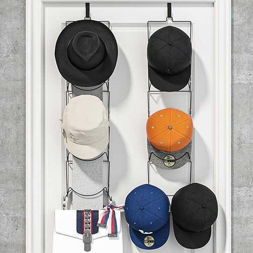 Miniatura 6 de LINFIDITE Paquete de 10 soportes para colgar sombreros, organizadores para colgar gorras de béisbol para bufandas, bolsos, toallas, ropa, lazos