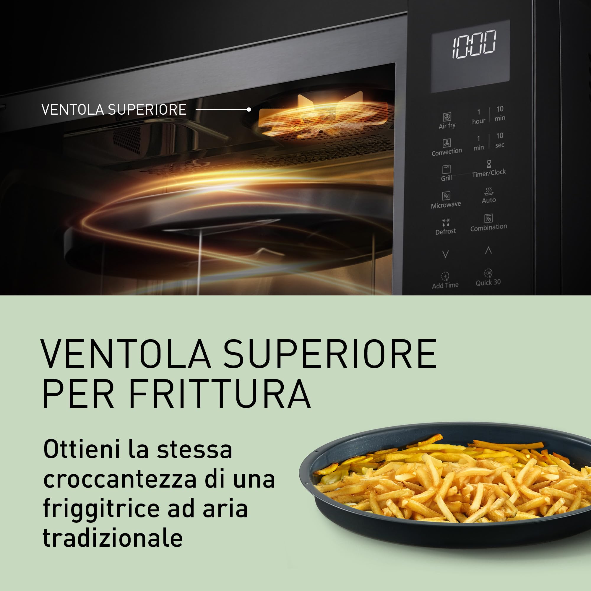 Panasonic NN-CT56RBEPG 27L 4-in-1 Microonde Combinato Inverter con Friggitrice ad Aria, 1000W, 19 Programmi Auto, Cottura Convezione Grill, Design Salvaspazio Compatto, Nero
