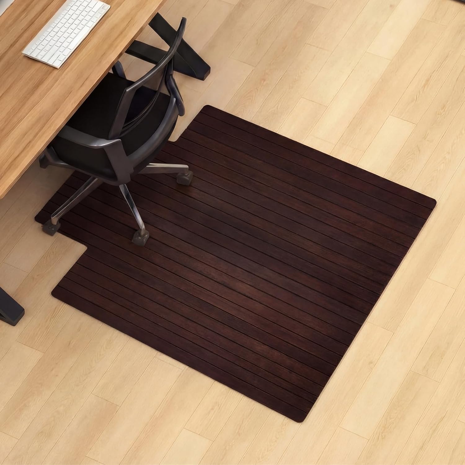 Leinuosen 36" x 48" Office Bamboo Chairmat for Carpet Floor Mat Highly Premium Quality Anti-Slip Office & Home Floor Protector Low Pile Carpet Chair Mat, 5mm Thick(Without Lip,Wood)