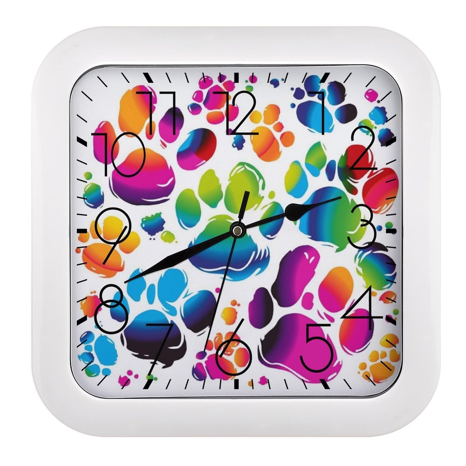 Horloge murale pattes de chien cadeau idéal pour salon et cuisine design coloré 25cm