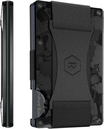 Ridge Wallet for Men - Slim Minimalist Compact Wallet, RFID Protected Front Pocket Wallets for Men, Integrated Cash Strap Card Holder
