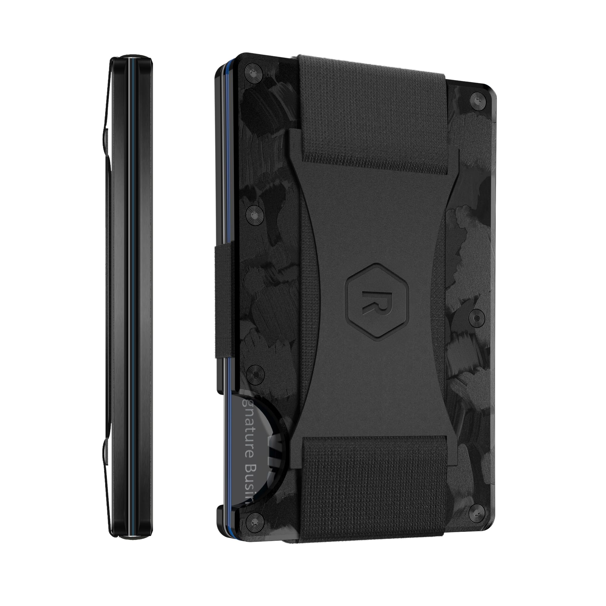 Ridge Wallet for Men - Slim Minimalist Compact Wallet, RFID Protected Front Pocket Wallets for Men, Integrated Cash Strap Card Holder