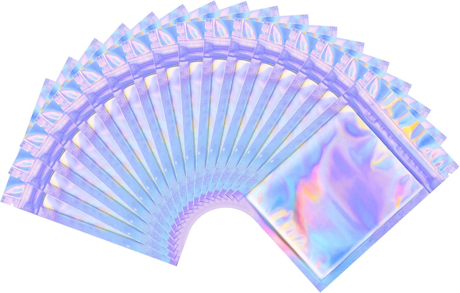 AOPOO 50 Pieces Smell Proof Bags Ziplock Bag Flat Foil Pouch Bag for Favor Food Storage, Holographic Color (5.5 x 7.9 Inches)