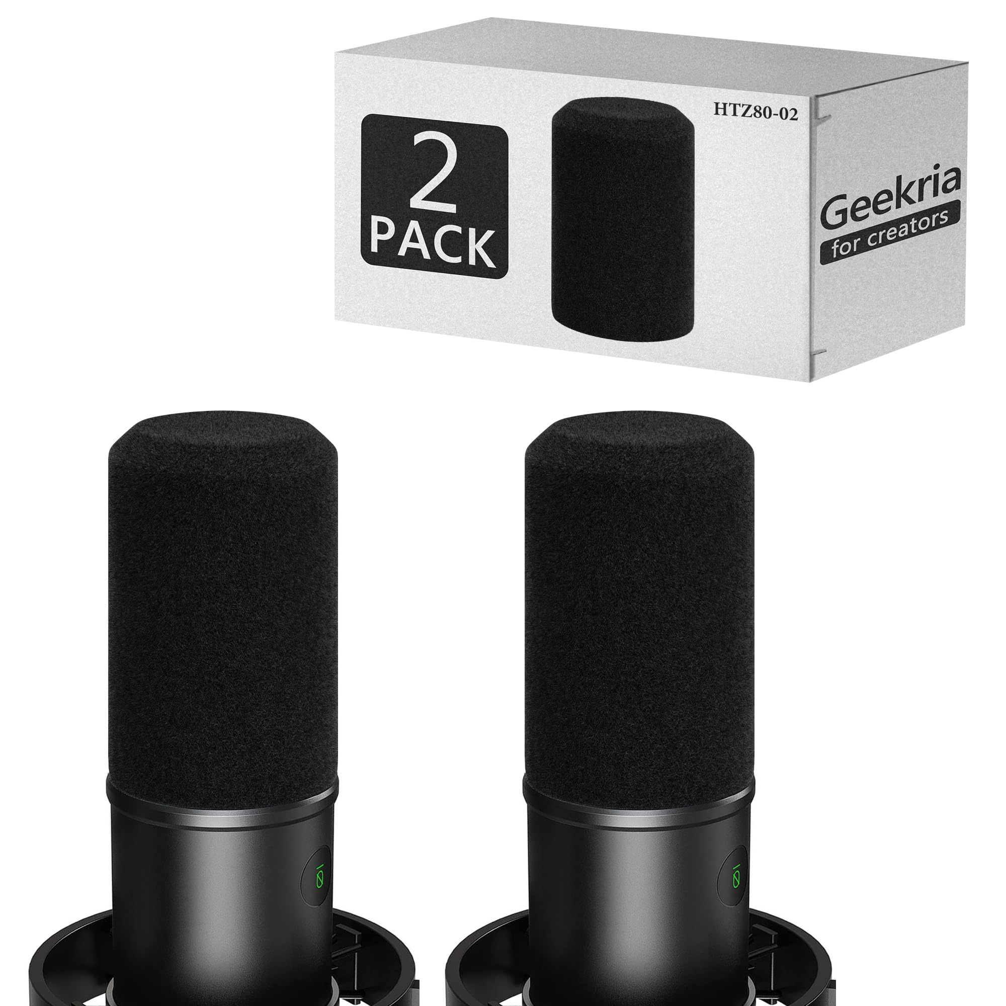 geekria for creators foam windscreen compatible with fifine ampligame k688 microphone antipop foam cover, mic wind cover, sponge filter, flocked mic windscreen (black / 2 pack)