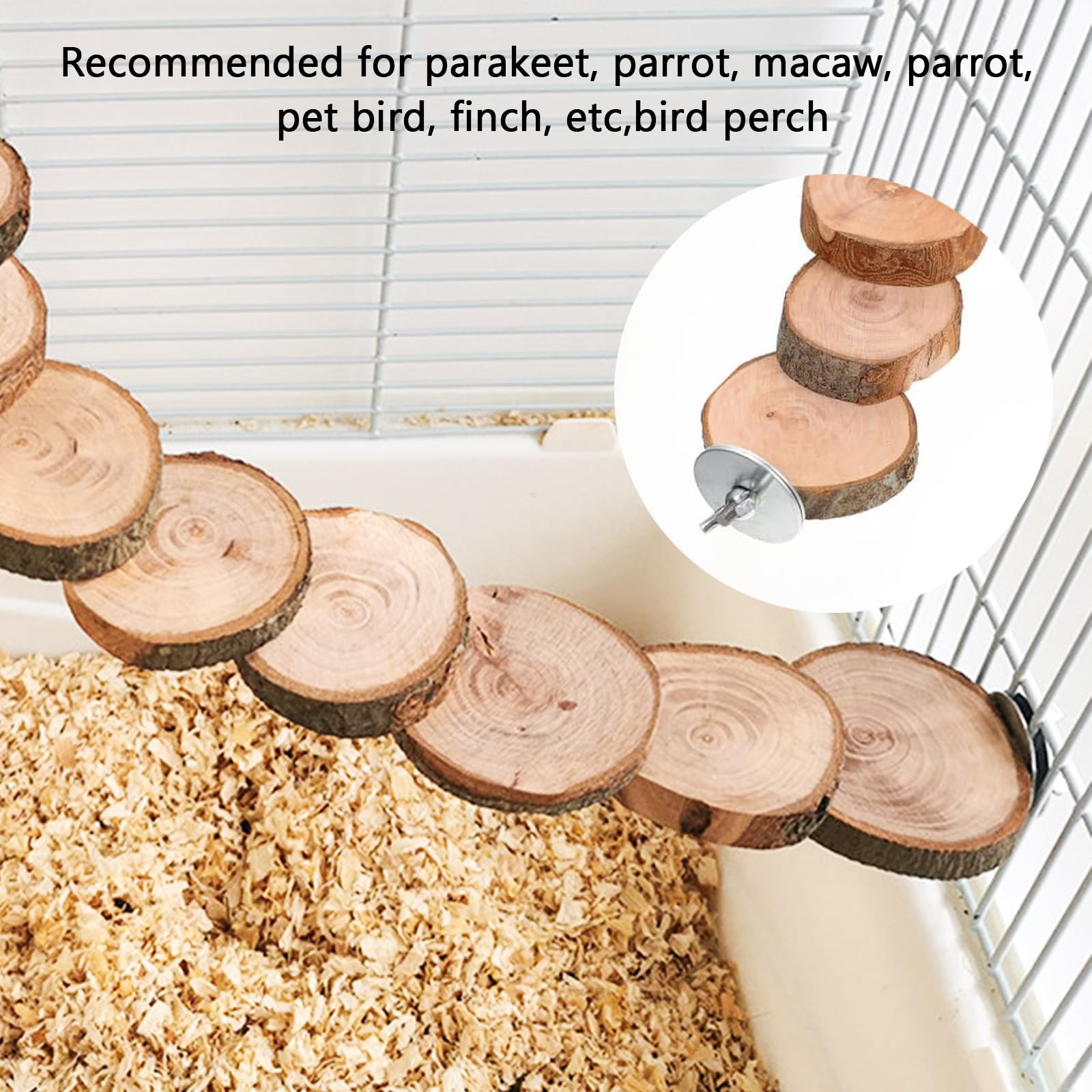 Échelle en bois pour perroquet, perchoir à oiseaux, plate-forme à oiseaux, jouet d'escalade à 8 marches, échelle pour hamster, accessoires de cage pour petits animaux
