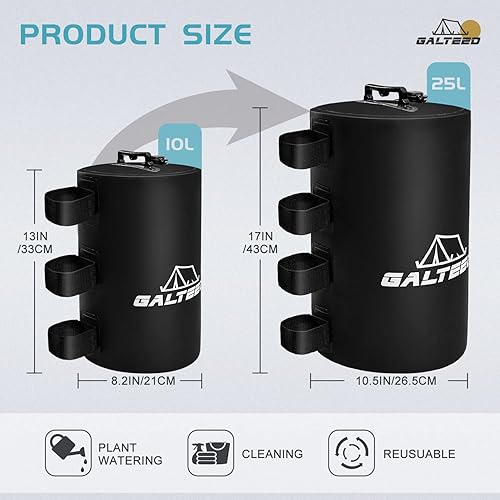 Miniatura 2 de GALTEED Bolsa de peso de agua para toldo, 330 libras, juego de 6 pesas para patas para toldo desplegable, toldos, tienda de campaña, cenador, color