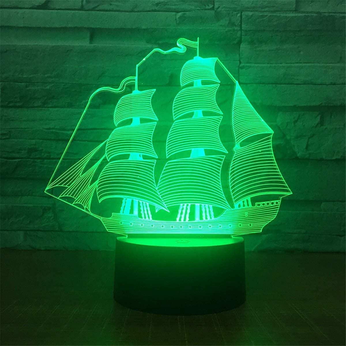 Nastrojowe światło 3D, łódź żaglowa, 7 kolorów, przełącznik dotykowy, USB, lampa stołowa LED, lampa biurkowa, prezent na imprezę, prezent urodzinowy