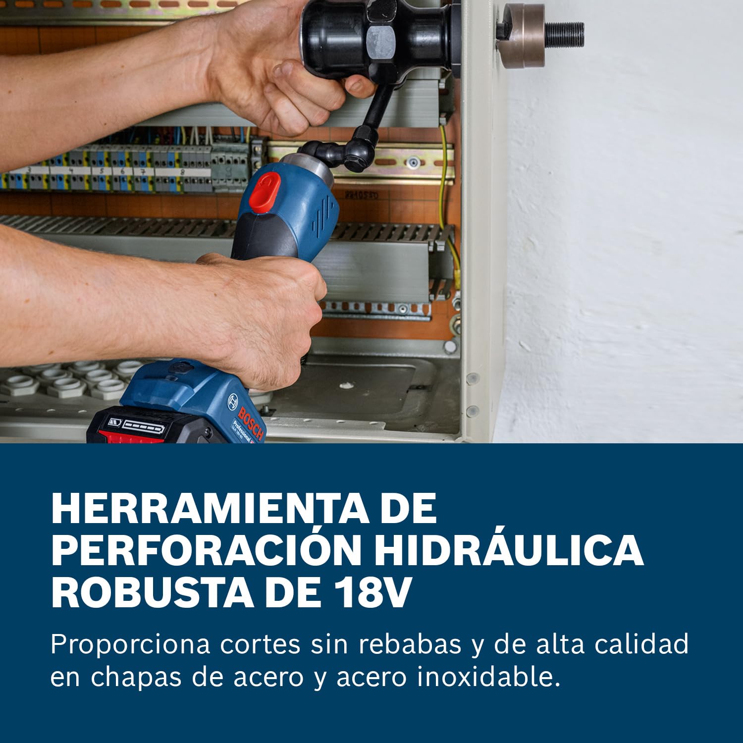 Bosch Professional 18V System Herramienta Punzonadora Hidráulica a Batería GLH 18V-60 (incl. 2 pernos de extracción, 2 espaciadores, tubo de grasa, XL-BOXX)