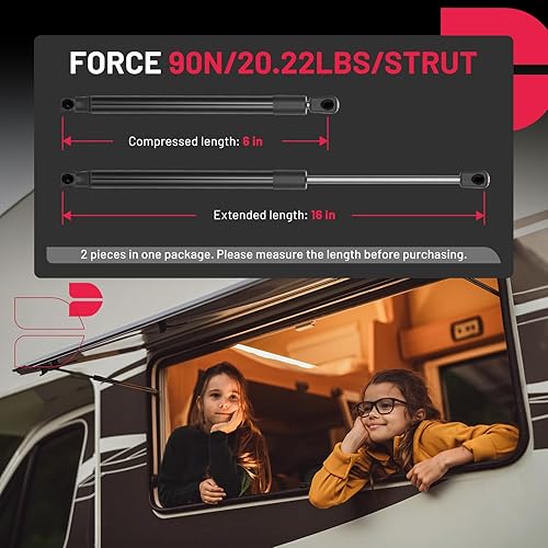 Miniatura 78 de BDFHYK C16-17796 20 inch 110Lbs/490N Gas Struts Shocks Lift Support for are Leer Camper Shell Topper Rear Window, Truck Bed Cover, Cabinet lid Door