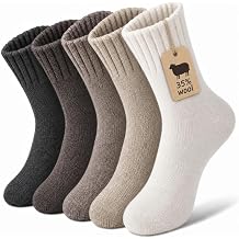 Wool Socks for Women, Crew Boot Socks 5 Pairs