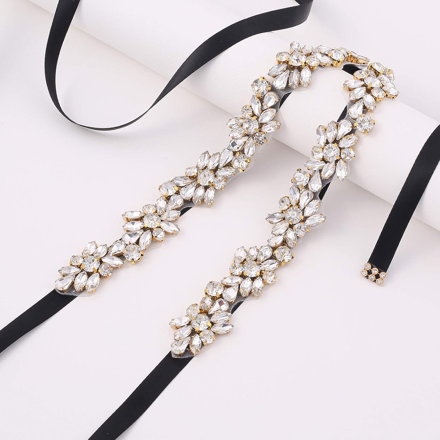 Crystal Bridal Belt Sash Handmade Wedding Dress Belt with Rhinestones for Bridal Gowns