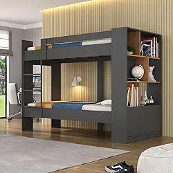 Beliche Jonava 2 Portas com Estante Espresso Grafite/Nogal