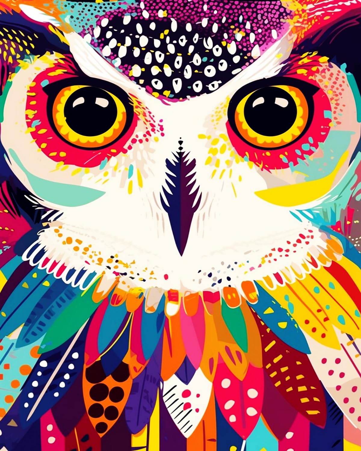 LIUBAISHI Paint by Numbers for Adults, Rainbow Feathered Owl, 16x20 Inch Canvas, Acrylic