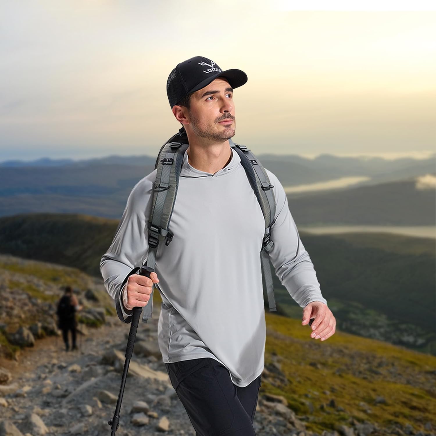 LOOGU Men's UPF 50+ Sun Protection Hoodie Shirt Long Sleeve Rash Guard SPF T-Shirts for Fishing Hiking - Image 3