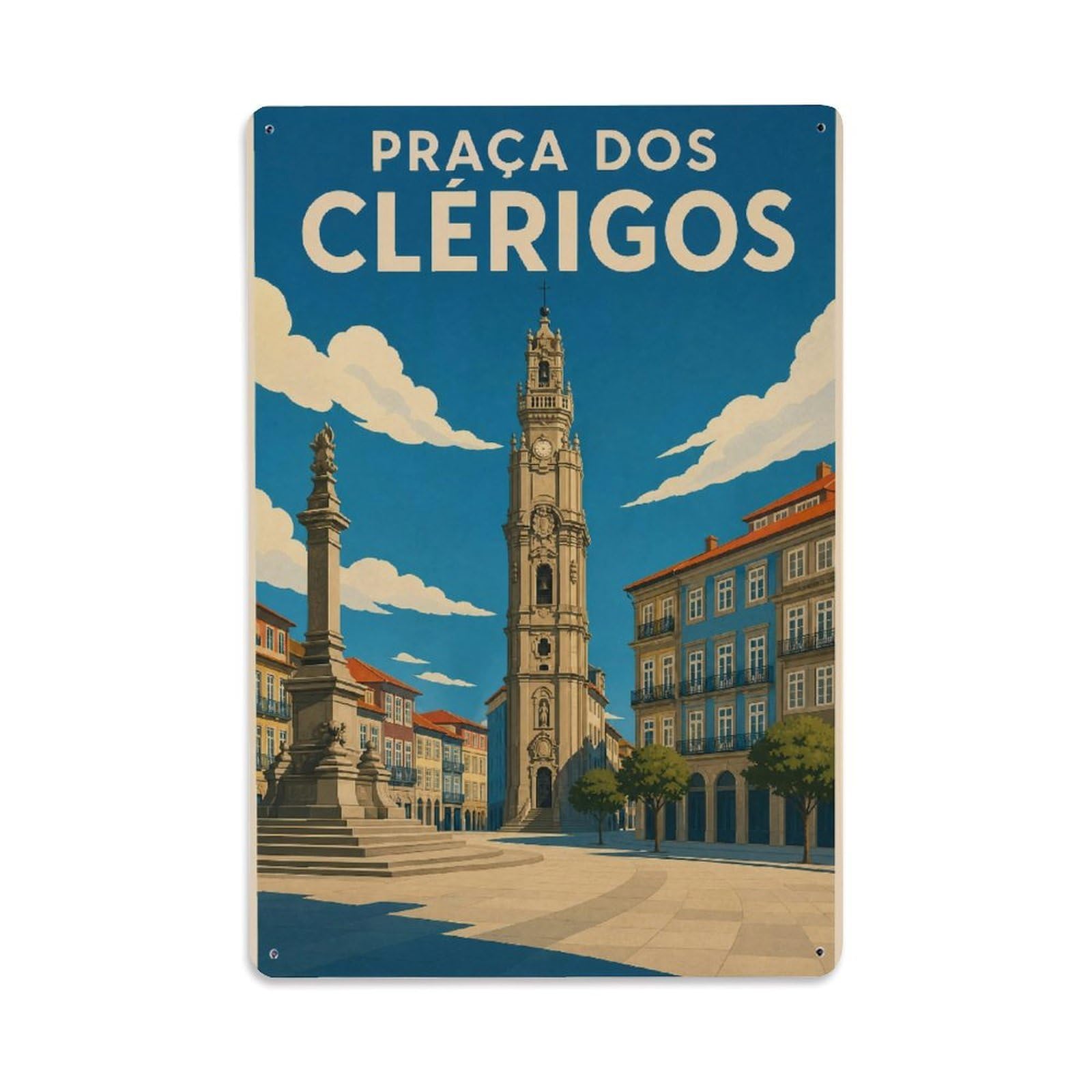 Metal Tin Sign Portugal Vintage Travel Clerigos