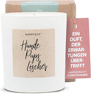 Gifts for Dog Lovers - Scented Candle with Saying - Lucky Light, Thank You, Funny, Sustainable - Handmade Candle - Soy Wax - White product image